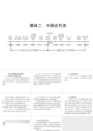 （云南专版）中考历史复习 背记手册 模块2 中国近代史 四 中华民族的抗日战争课件-人教版初中九年级全册历史课件