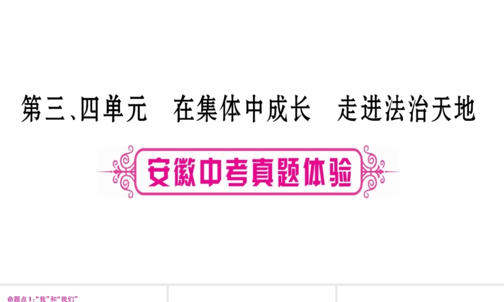 安徽省中考道德与法治总复习 七下 第3-4单元 在集体中成长 走进法治天地考点突破课件-人教版初中九年级全册政治课件