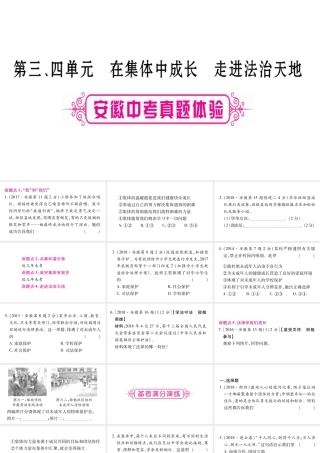 安徽省中考道德与法治总复习 七下 第3-4单元 在集体中成长 走进法治天地考点突破课件-人教版初中九年级全册政治课件