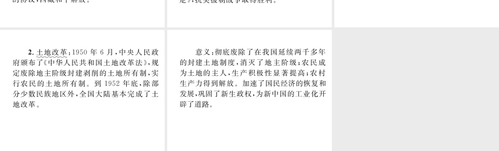 （云南专版）中考历史复习 背记手册 模块3 中国现代史 一 中华人民共和国的成立和巩固课件-人教版初中九年级全册历史课件