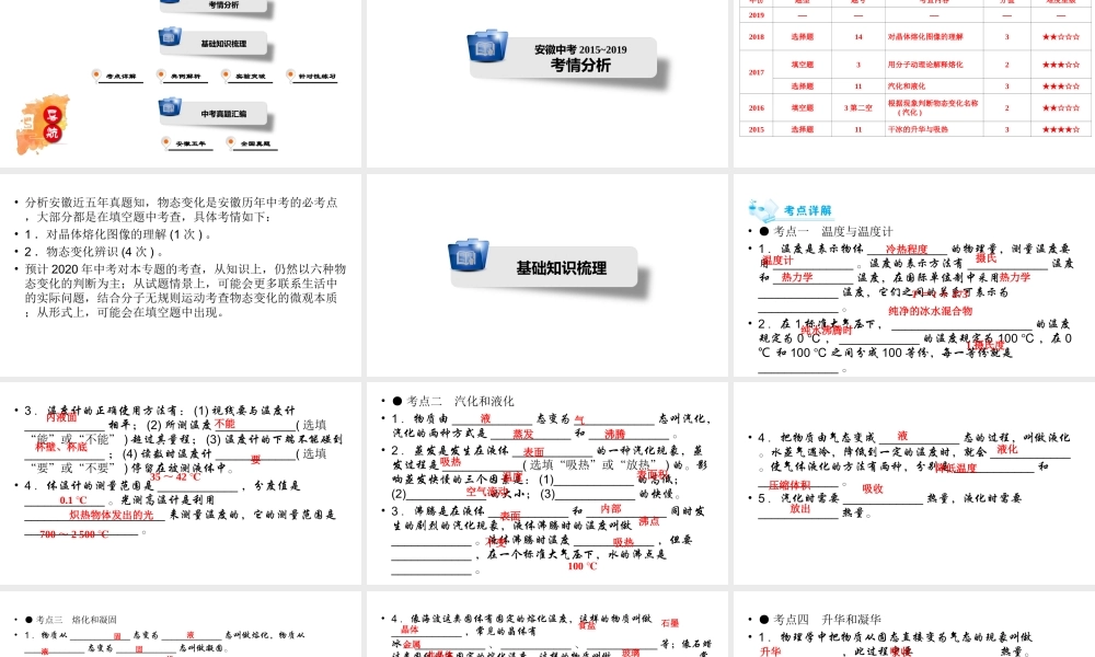 安徽省中考物理一轮复习 第14章 物态变化课件-人教版初中九年级全册物理课件