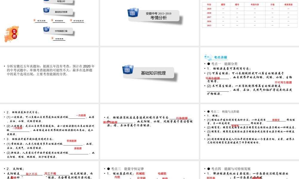 安徽省中考物理一轮复习 第16章 能源课件-人教版初中九年级全册物理课件