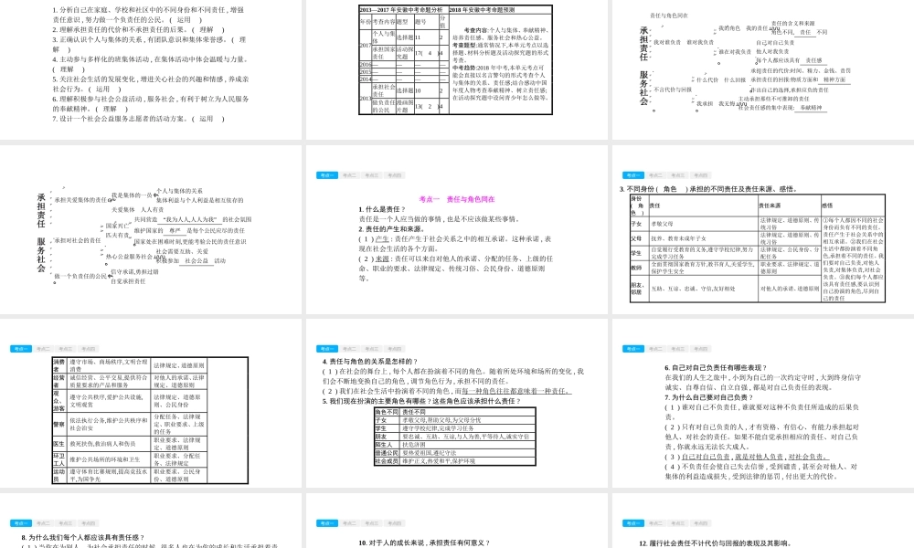 安徽省中考政治一轮复习 九全 第一单元 承担责任 服务社会课件-人教版初中九年级全册政治课件