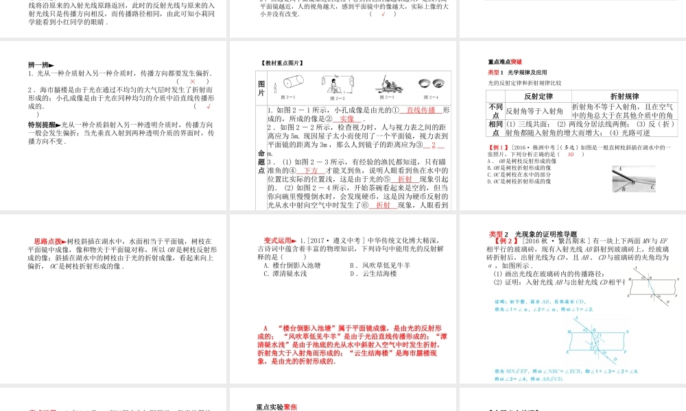 安徽省中考物理一轮复习 第二章 光现象课件-人教版初中九年级全册物理课件