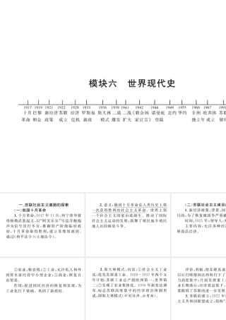 （云南专版）中考历史复习 背记手册 模块6 世界现代史 一 苏联社会主义道路的探索课件-人教版初中九年级全册历史课件