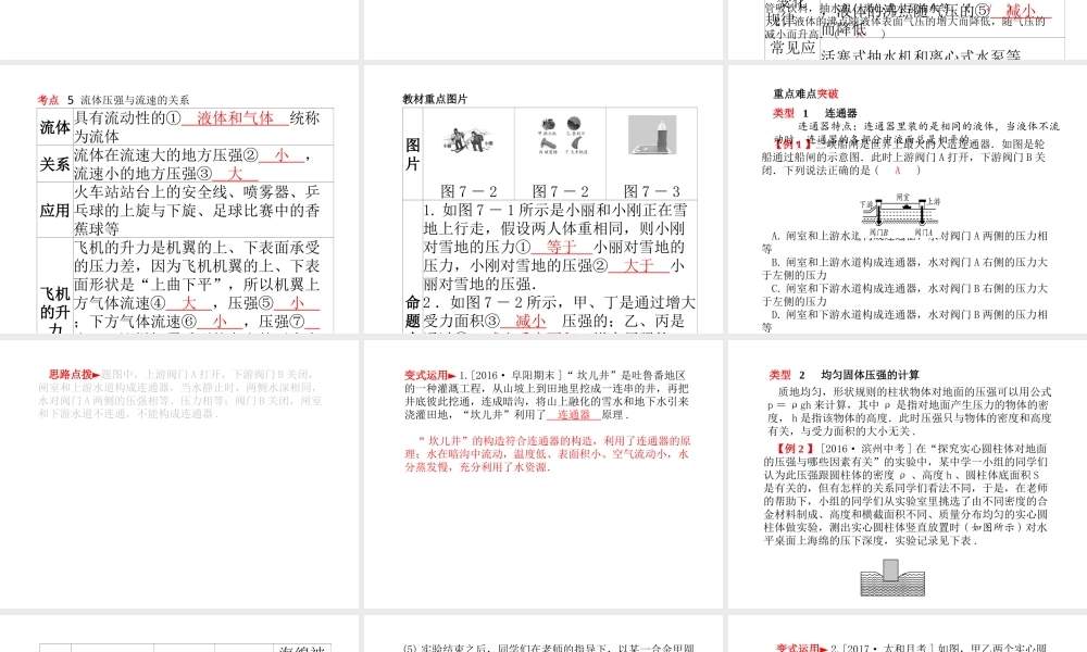 安徽省中考物理一轮复习 第七章 压强课件-人教版初中九年级全册物理课件