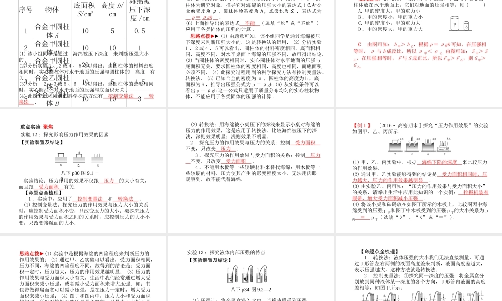 安徽省中考物理一轮复习 第七章 压强课件-人教版初中九年级全册物理课件