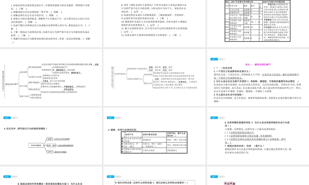 安徽省中考政治一轮复习 七下 第四单元 做学法尊法守法用法的人课件-人教版初中九年级全册政治课件
