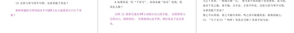 安徽省中考语文 第二部分 文言文阅读 专题一 文言文阅读串讲 串讲七 马说复习课件-人教版初中九年级全册语文课件