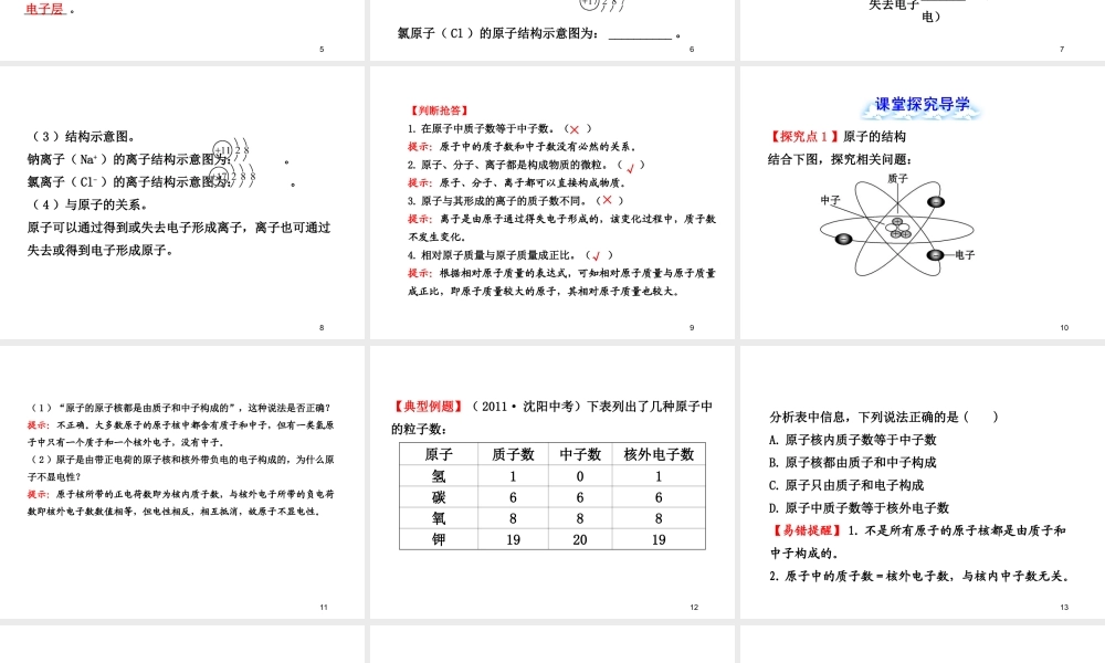 安徽省池州一中九年级化学全册《3.2 原子的结构和离子》课件 沪教版