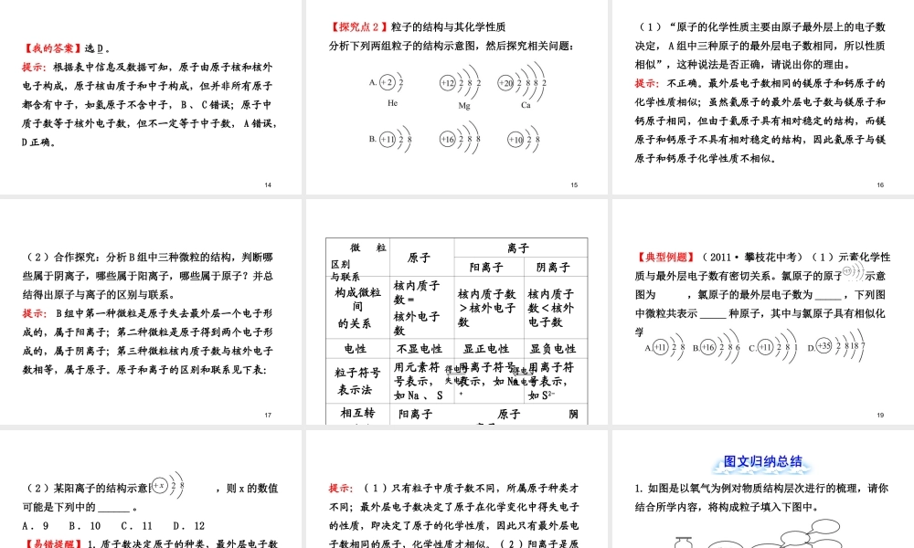 安徽省池州一中九年级化学全册《3.2 原子的结构和离子》课件 沪教版