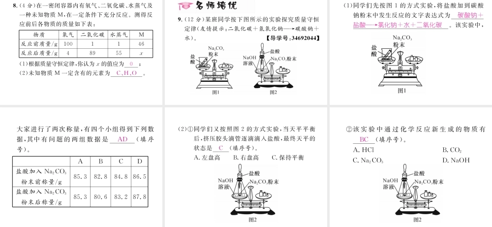 （云南专版）秋九年级化学上册 第5单元 化学方程式 课题1 质量守恒定律 第1课时 质量守恒定律习题课件 （新版）新人教版-（新版）新人教版初中九年级上册化学课件