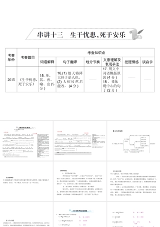 安徽省中考语文 第二部分 文言文阅读 专题一 文言文阅读串讲 串讲十三 生于忧患，死于安乐复习课件-人教版初中九年级全册语文课件