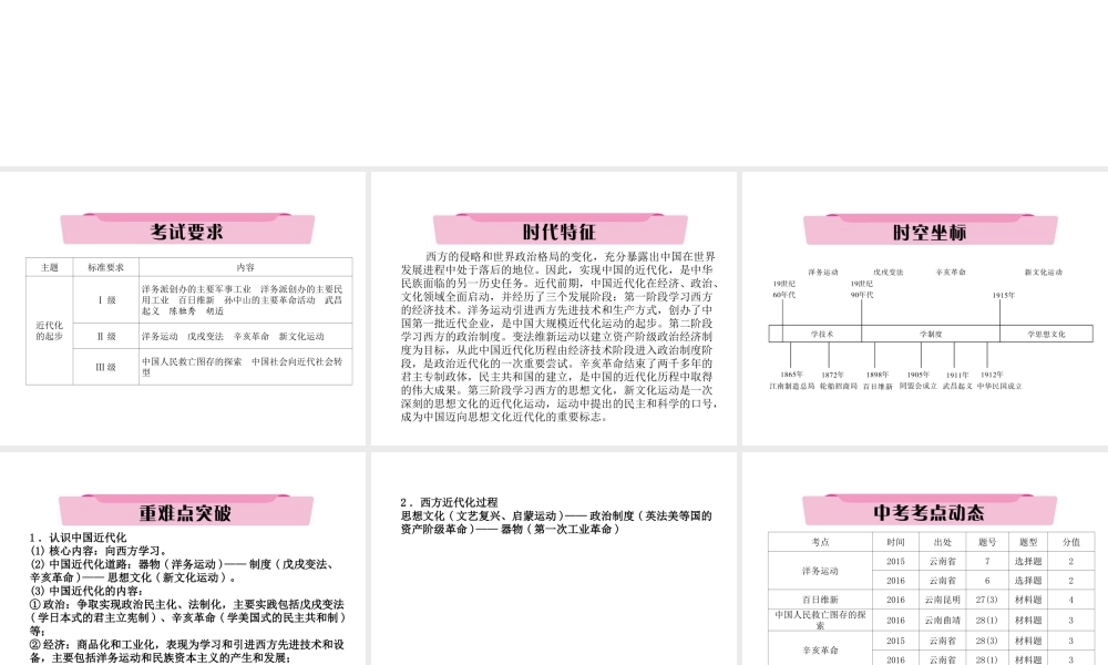 （云南专版）中考历史复习 第一部分 教材知识速查 模块2 中国近代史 第2讲 近代化的起步课件-人教版初中九年级全册历史课件