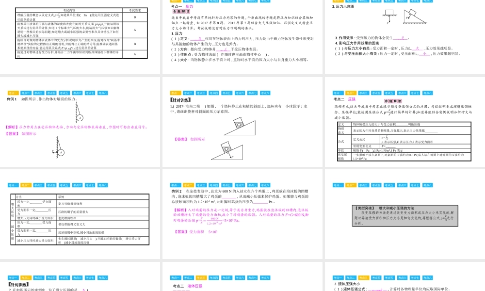 安徽省中考物理一轮复习 模块五 力学 专题四 压强和浮力课件-人教版初中九年级全册物理课件