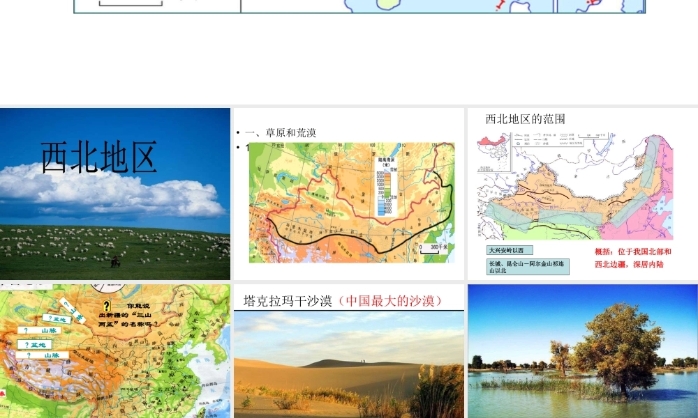 安徽省滁州二中八年级地理下册 第八章 第一节 西北地区自然特征和农业课件 （新版）新人教版