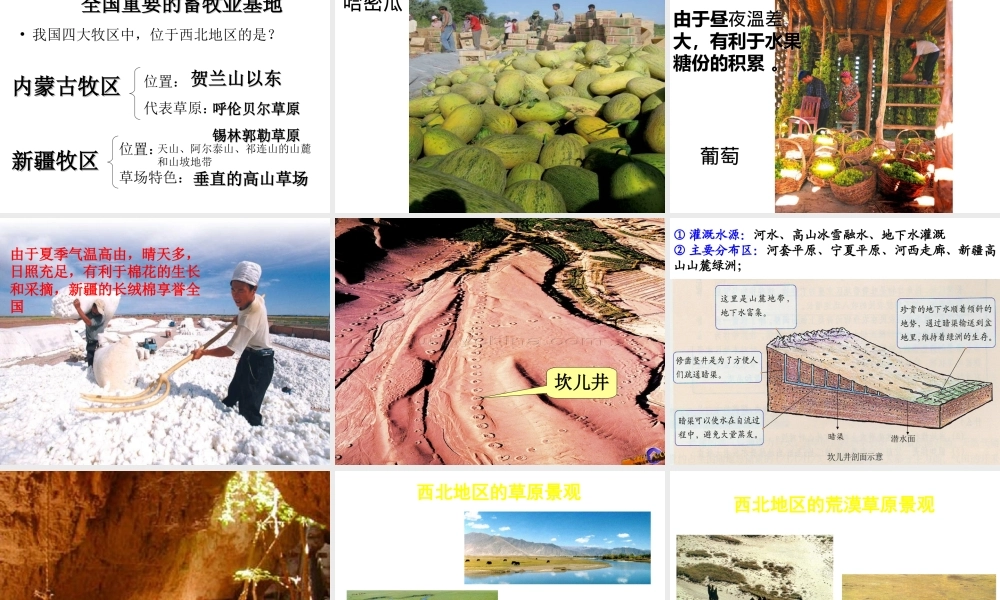 安徽省滁州二中八年级地理下册 第八章 第一节 西北地区自然特征和农业课件 （新版）新人教版