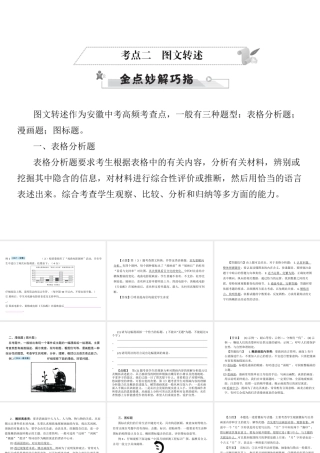 安徽省中考语文 第三部分 语言积累与运用 专题四 语文综合运用 考点二 图文转述复习课件-人教版初中九年级全册语文课件