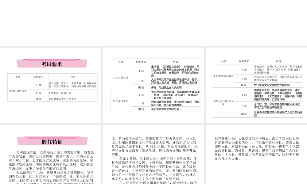 （云南专版）中考历史复习 第一部分 教材知识速查 模块4 世界古代史 古代世界的发展历程与古代文明课件-人教版初中九年级全册历史课件
