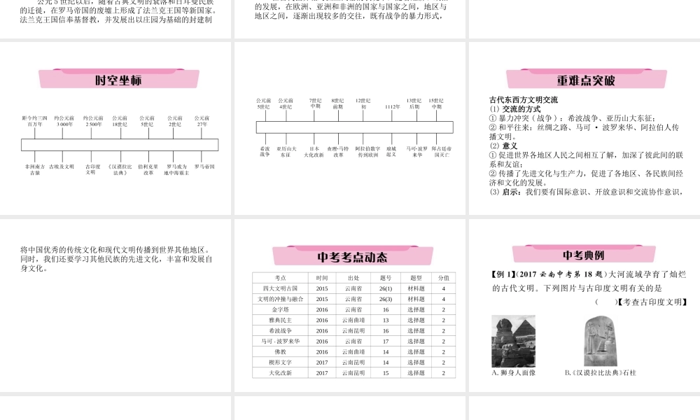 （云南专版）中考历史复习 第一部分 教材知识速查 模块4 世界古代史 古代世界的发展历程与古代文明课件-人教版初中九年级全册历史课件