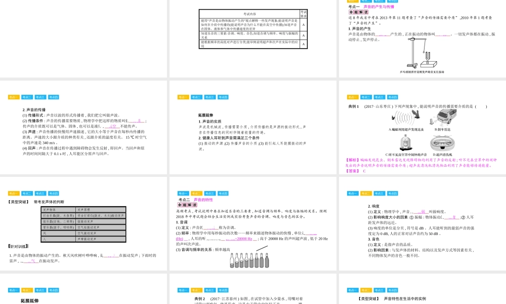 安徽省中考物理一轮复习 模块一 声学 专题 声现象课件-人教版初中九年级全册物理课件