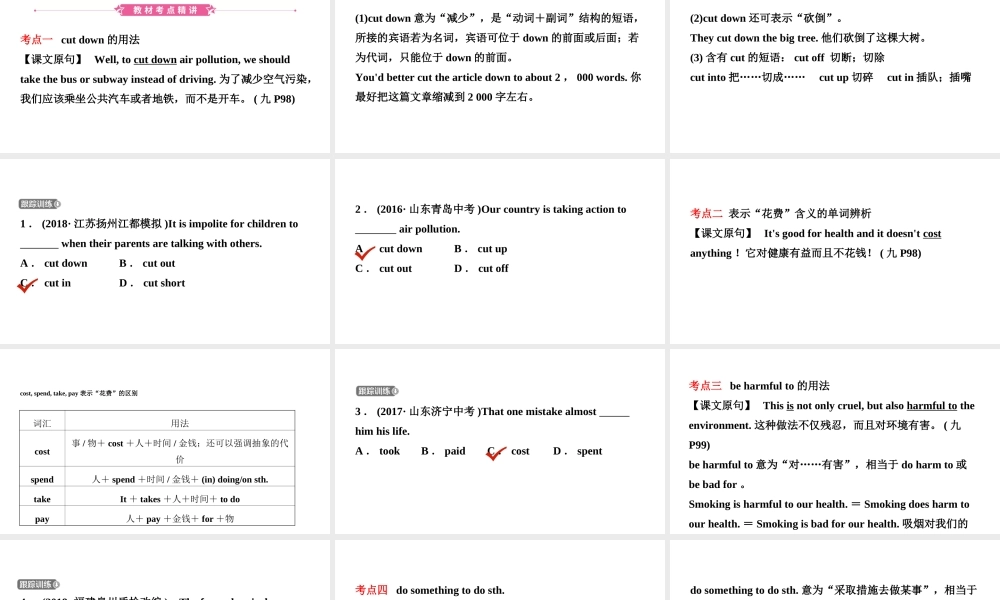 安徽省中考英语总复习 教材考点精讲 第21课时 九全 Units 13-14课件-人教版初中九年级全册英语课件