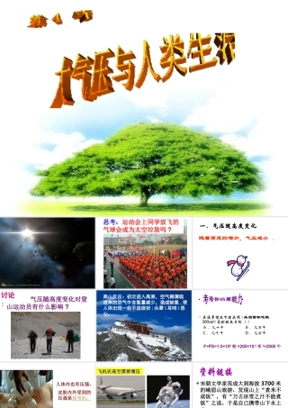 安徽省安庆市八年级科学《大气压与人类生活》课件 新人教版