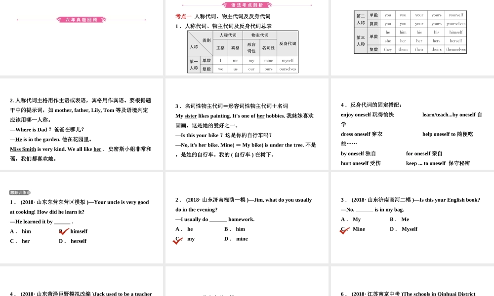 安徽省中考英语总复习 语法专项复习 语法五 代词课件-人教版初中九年级全册英语课件