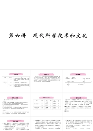 （云南专版）中考历史复习 第一部分 教材知识速查 模块6 世界现代史 第6讲 现代科学技术和文化课件-人教版初中九年级全册历史课件