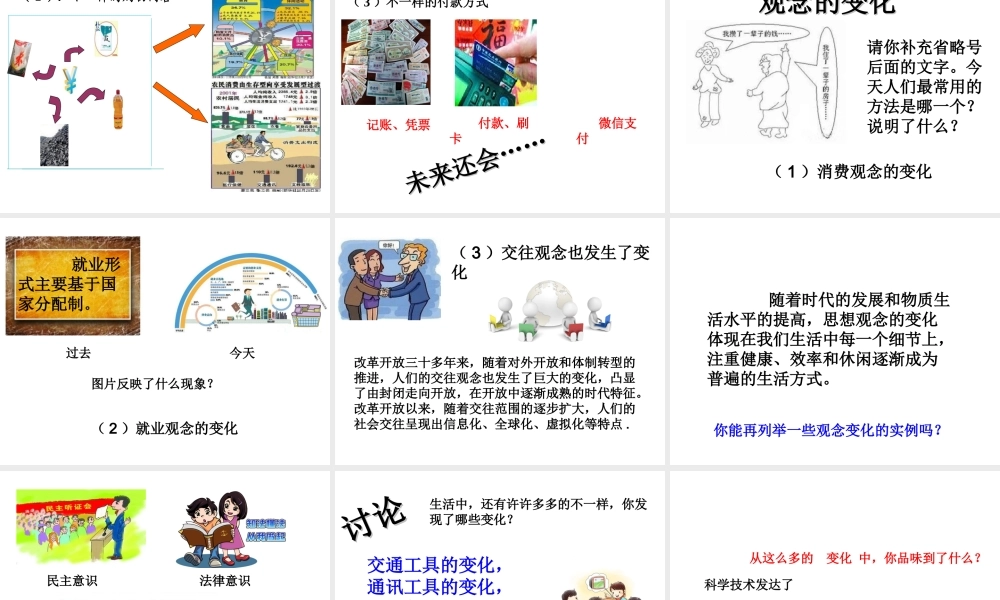 （2016年秋季版）七年级道德与法治下册 第二单元 感受现代生活 第四课 伟大的成就 第1框 生活变化大搜索课件 人民版