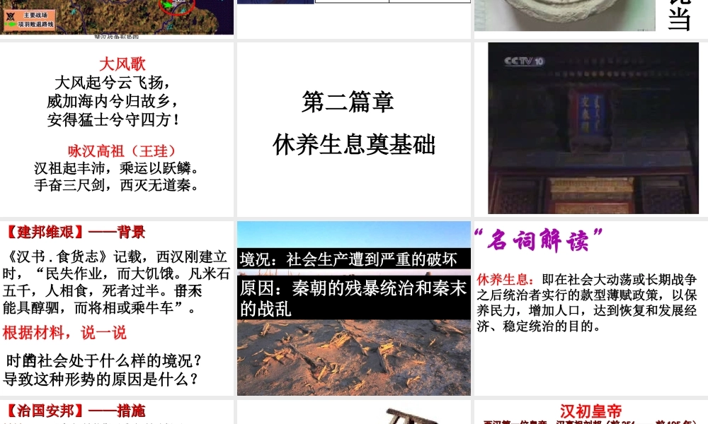 （2016年秋季版）七年级历史上册 11《西汉的建立和“文景之治”》课件 新人教版