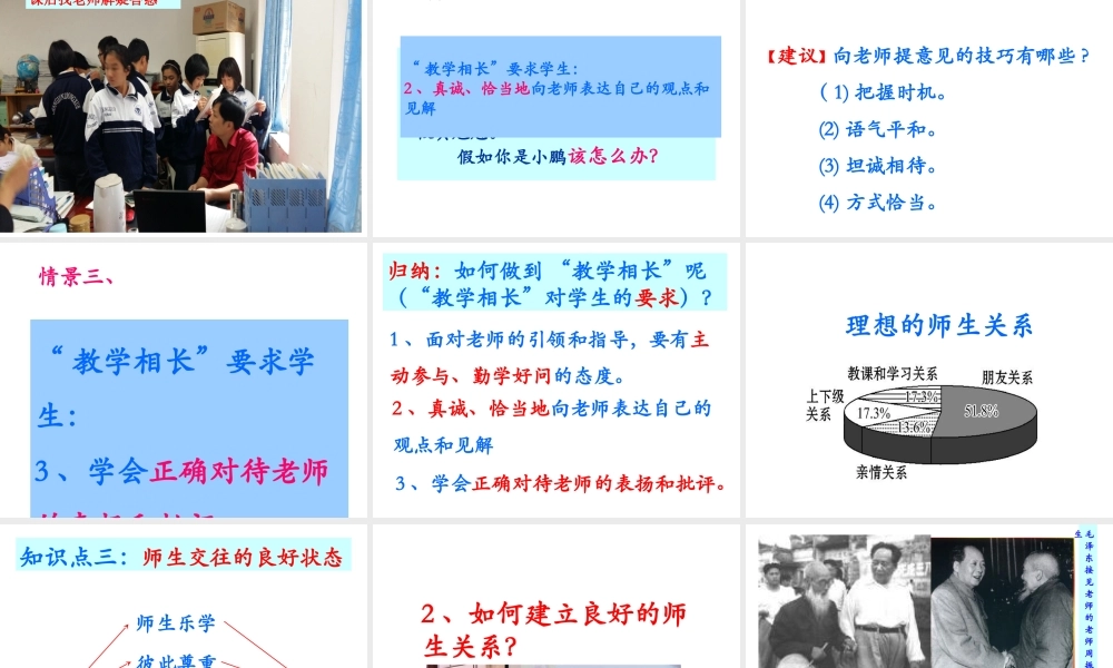 （2016年秋季版）河北省平泉四海中学七年级道德与法治上册 6.2 师生交往课件 新人教版