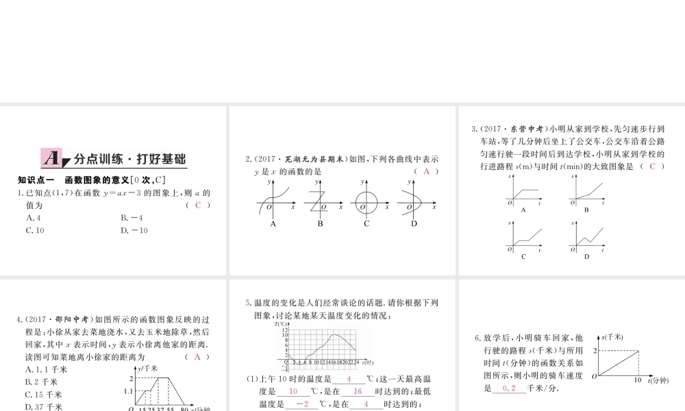 安徽省春八年级数学下册 第19章 一次函数 19.1.2 函数的图象 第1课时 函数的图象练习课件 （新版）新人教版-（新版）新人教版初中八年级下册数学课件