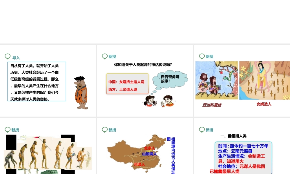 （2016年秋季版）七年级历史上册 第1课 中国早期人类的代表——北京人课件 新人教版