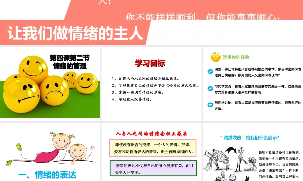 （2016年秋季版）七年级道德与法治下册 第二单元 做情绪情感的主人 第四课 揭开情绪的面纱 第2框 情绪的管理课件 新人教版