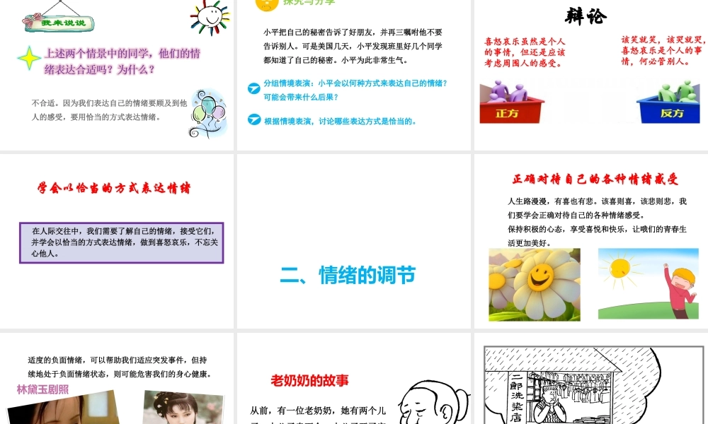（2016年秋季版）七年级道德与法治下册 第二单元 做情绪情感的主人 第四课 揭开情绪的面纱 第2框 情绪的管理课件 新人教版