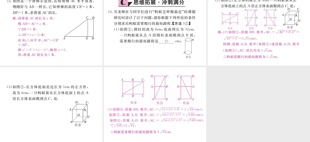 安徽省春八年级数学下册 第17章 勾股定理 17.1 勾股定理 第2课时 勾股定理在实际生活中的应用练习课件 （新版）新人教版-（新版）新人教版初中八年级下册数学课件