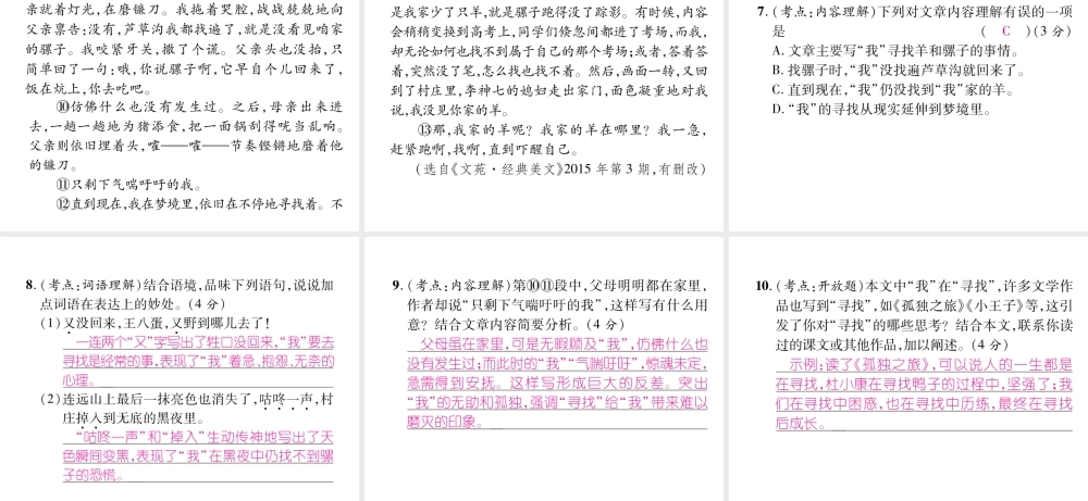 （云南专版）九年级语文上册 16 孤独之旅作业课件 新人教版-新人教版初中九年级上册语文课件