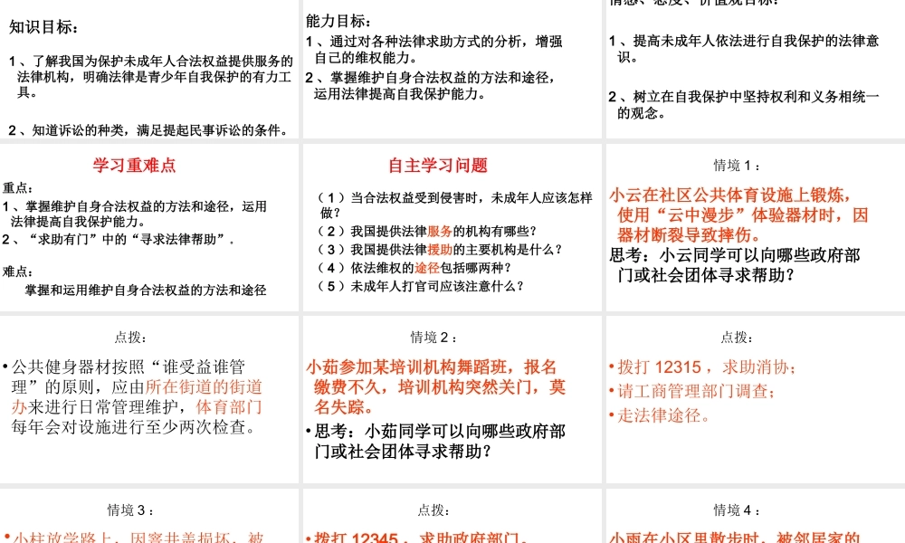 （2016年秋季版）江苏省徐州市七年级道德与法治下册 第五单元 珍惜特殊保护 第14课 筑起“防火墙”第2框 依法进行自我保护课件 苏教版