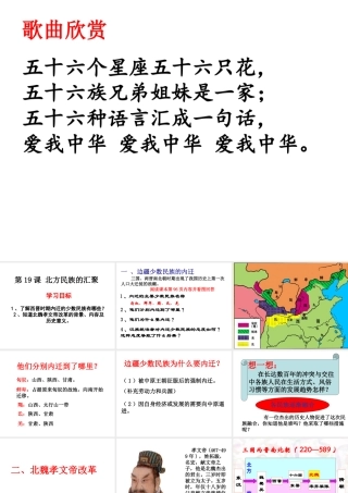 （2016年秋季版）陕西省石泉县七年级历史上册 第四单元 第19课 北方的民族汇聚课件 北师大版