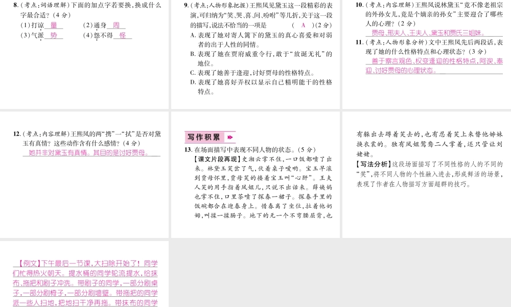 （云南专版）九年级语文上册 24 刘姥姥进大观园作业课件 新人教版-新人教版初中九年级上册语文课件