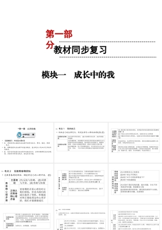 （云南专版）中考道德与法治 第1部分 教材同步复习 模块1 成长中的我 第1章 认识自我课件-人教版初中九年级全册政治课件