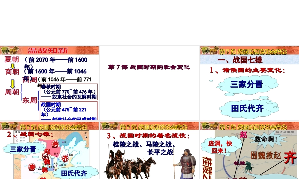 （2016年秋季版）七年级历史上册 第7课 春秋战国时期的社会变化课件 新人教版