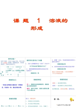 安徽省毫州市风华中学九年级化学 第九单元《溶液的形成》课件