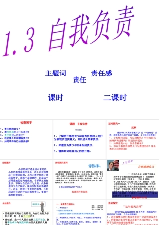 安徽省大顾店初级中学八年级政治上册 1.3 自我负责课件 粤教版