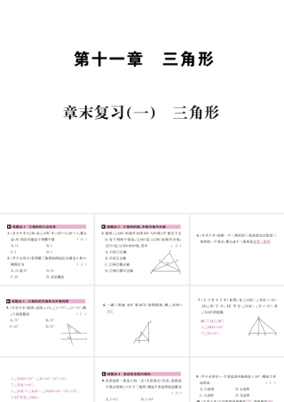（云南专版）秋八年级数学上册 章末复习（一）三角形作业课件 （新版）新人教版-（新版）新人教版初中八年级上册数学课件