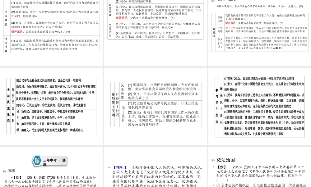 （云南专版）中考道德与法治 第1部分 教材同步复习 模块3 我与国家和社会 第3章 法律与秩序课件-人教版初中九年级全册政治课件