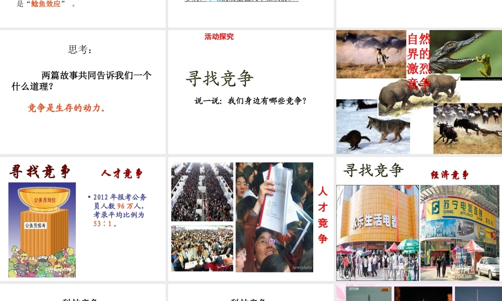 安徽省大顾店初级中学八年级政治上册 3.3 竞争与合作课件 粤教版