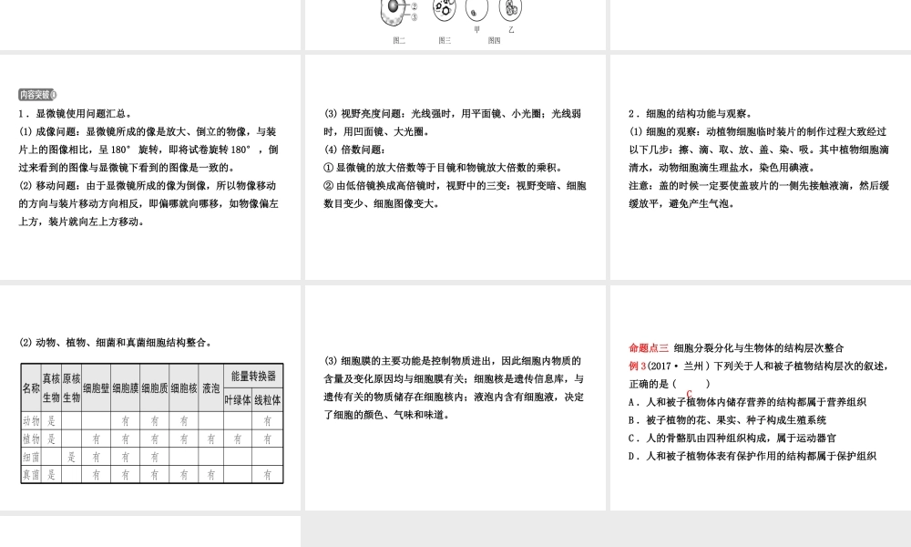 （东营专版）中考生物 专题一复习课件-人教版初中九年级全册生物课件