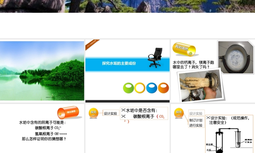 安徽省淮北市梅苑学校九年级化学上册《探究水垢的主要成份》课件 新人教版